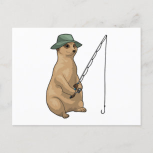 Meerkat Fishing Fisher Fishing rod Postcard