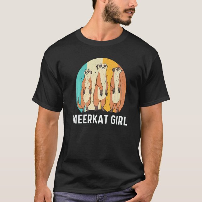 Meerkat For Girls Kids Retro Wildlife Zoo Animal T-Shirt (Front)