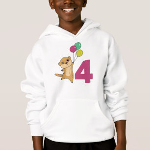 Meerkat Fourth Birthday Balloons Kids Hoodie