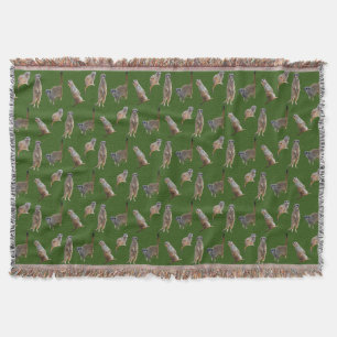 Meerkat Frenzy Throw Blanket (Dark Green)