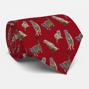 Meerkat Frenzy Tie Double Sided Print (Burgundy)