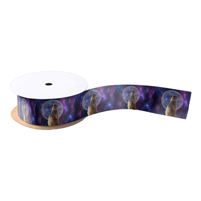 Meerkat In Front Of A Full Moon, Satin Ribbon (Spool)