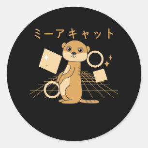 Meerkat Japanese Kawaii Animals Retro Cute Classic Round Sticker