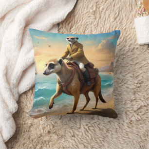 Meerkat Jockey On A Meerkat Horse, Cushion