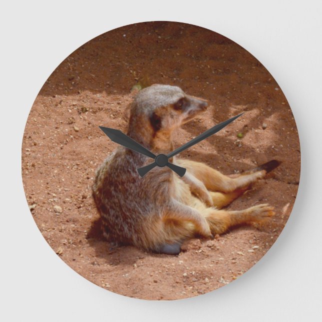 Meerkat Lazy Days, Large Clock (Front)