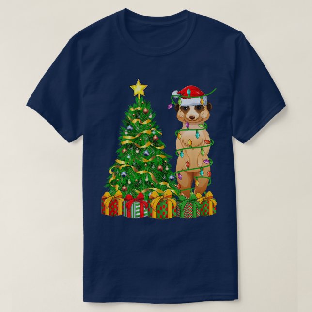 Meerkat Lighting Xmas Tree Matching Meerkat Christ T-Shirt (Design Front)