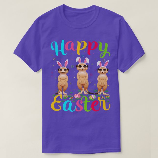 Meerkat Lover Funny Easter Egg Bunny Meerkat Happy T-Shirt (Design Front)