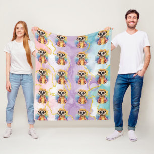 Meerkat Modern Glitter Pastel Pattern Fleece Blanket