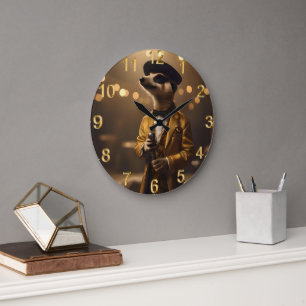 "Meerkat Moonlight: A Crooner’s Serenade"  Large Clock