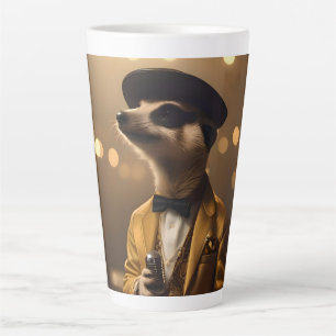 "Meerkat Moonlight: A Crooner’s Serenade" Latte Mug