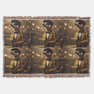 "Meerkat Moonlight: A Crooner’s Serenade"  Throw Blanket