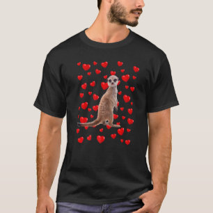 Meerkat Mum Dad Cute Animal Hearts T-Shirt