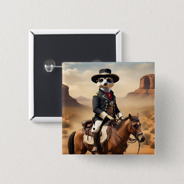 Meerkat On A Horse: Could Be The Lone Stranger 15 Cm Square Badge (Front & Back)