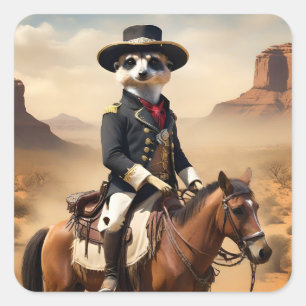 Meerkat On A Horse: Could Be The Lone Stranger Square Sticker