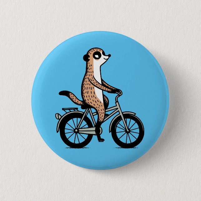 Meerkat on bike 6 cm round badge (Front)