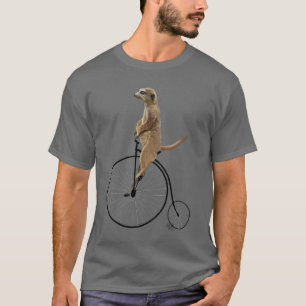 Meerkat on Black Penny Farthing T-Shirt