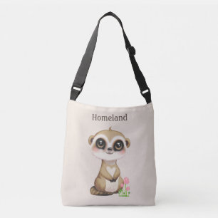 Meerkat on Light Sand Beige Crossbody Bag