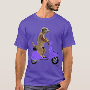 Meerkat on Lilac Moped T-Shirt