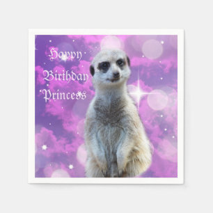 Meerkat On Pink Purple Happy Birthday Logo, Napkin