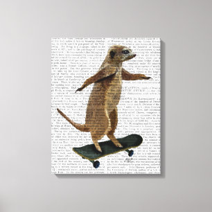 Meerkat On Skateboard Canvas Print