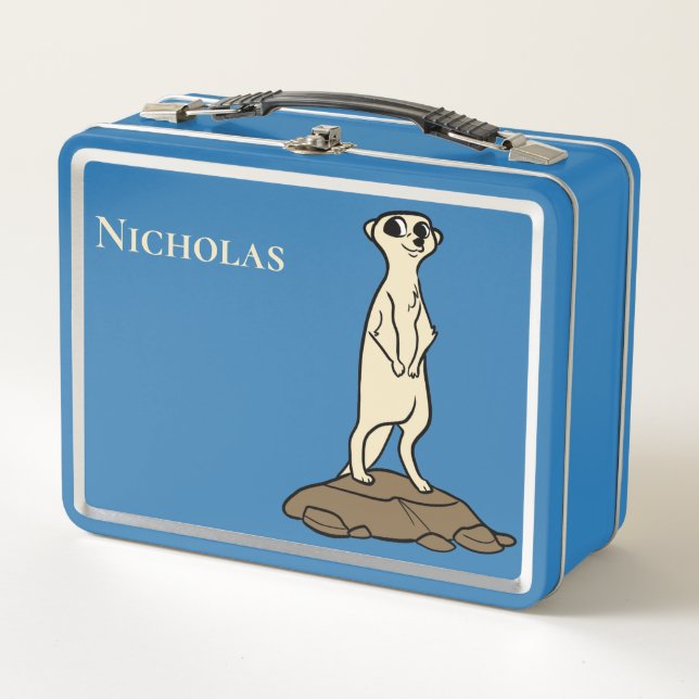 Meerkat Personalised Metal Lunch Box (Front)
