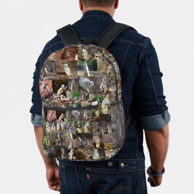 Meerkat Photo Collage, Printed Backpack (Insitu (Model))