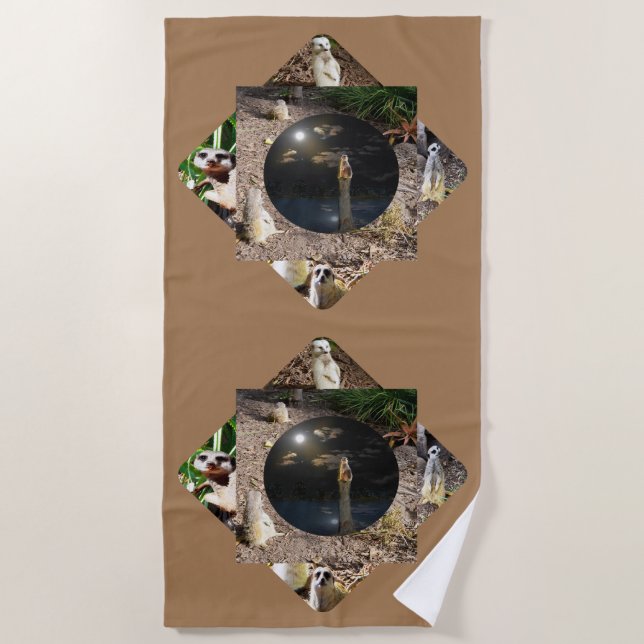 Meerkat Polygon, Beach Towel (Front)