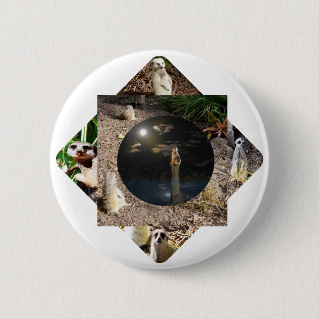 Meerkat Polyscope,  6 Cm Round Badge (Front)