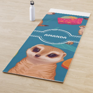 Meerkat Rainbow Colourful Personalised Pattern Yoga Mat