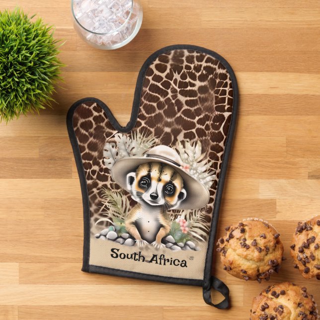 Meerkat safari jungle zoo animal keepsake kitchen oven mitt (Top down)