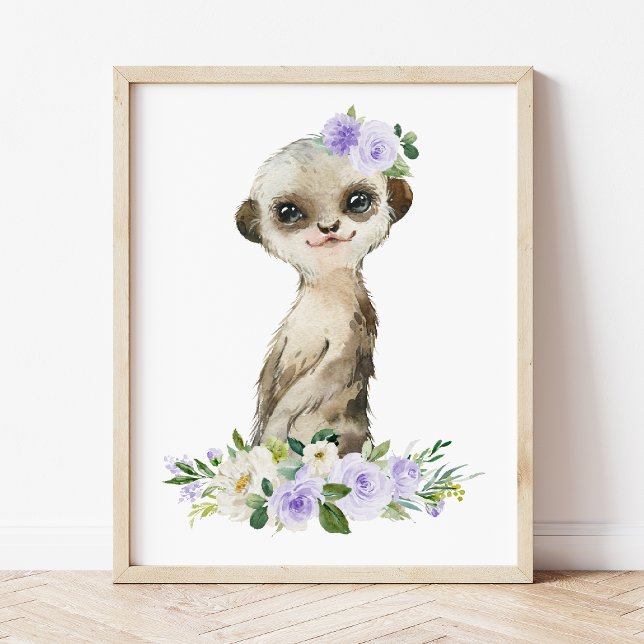 Meerkat, Safari, Purple Flowers, Gender Neutral Poster (Creator Uploaded)
