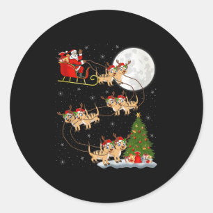 Meerkat Santa Sleigh Flying Funny Magical Christma Classic Round Sticker
