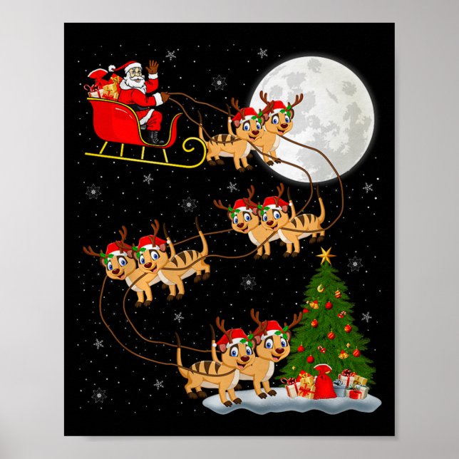 Meerkat Santa Sleigh Flying Funny Magical Christma Poster (Front)