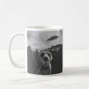 Meerkat Selfie In A Mountain Landscape Surrealist Coffee Mug