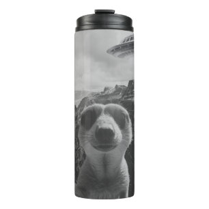 Meerkat Selfie In A Mountain Landscape Surrealist Thermal Tumbler