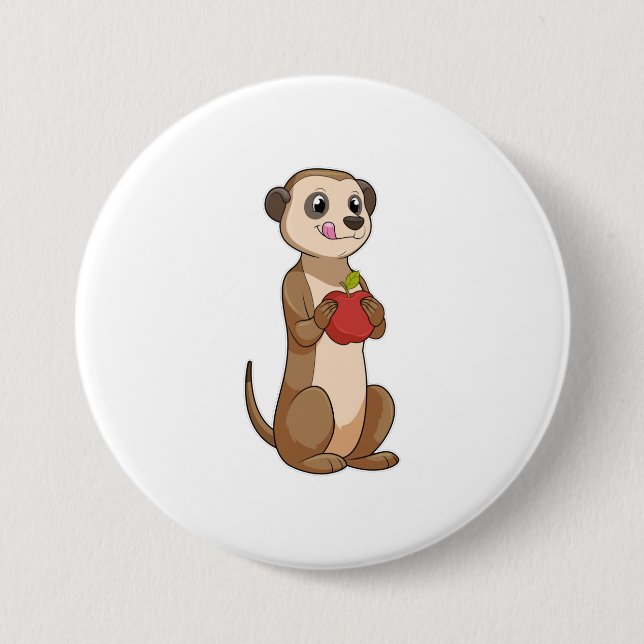Meerkat with Apple 7.5 Cm Round Badge (Front)