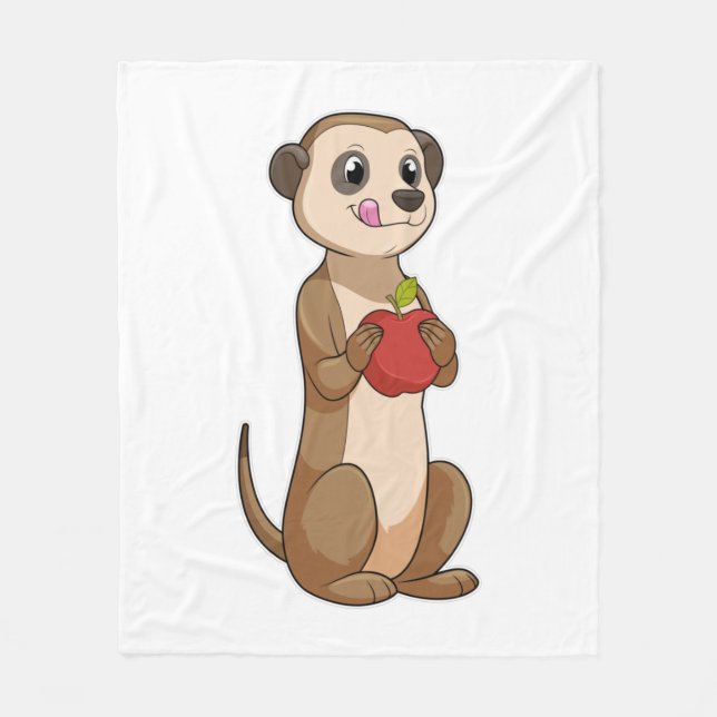 Meerkat with Apple Fleece Blanket (Front)