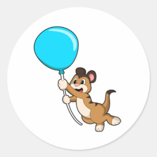 Meerkat with Balloon Classic Round Sticker