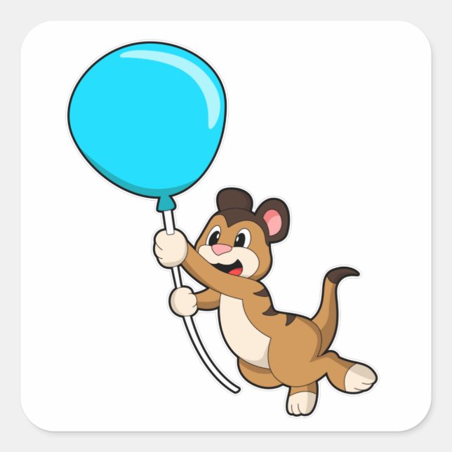 Meerkat with Balloon Square Sticker (Front)