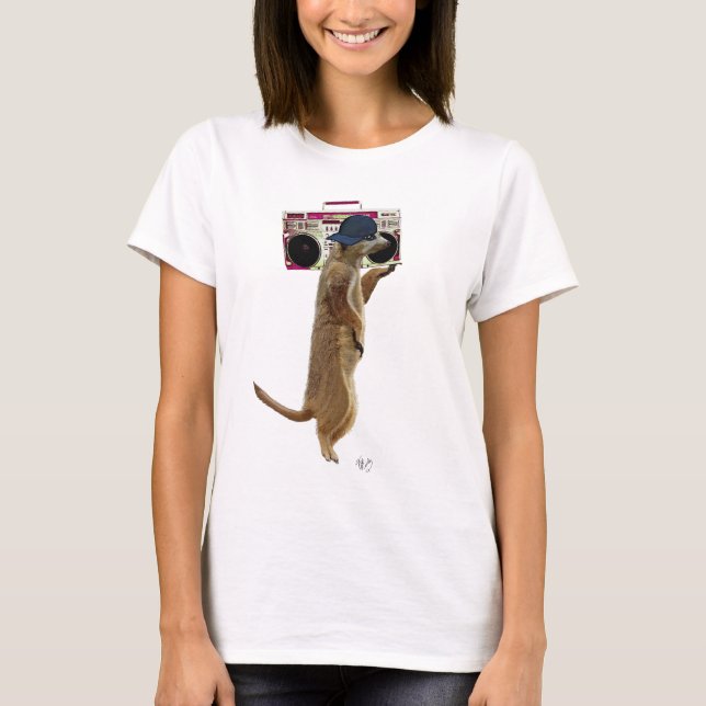 Meerkat with Boom Box Ghetto Blaster 2 T-Shirt (Front)