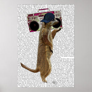 Meerkat with Boom Box Ghetto Blaster Poster