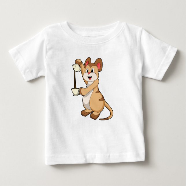 Meerkat with Coffee pot & Coffee.PNG Baby T-Shirt (Front)