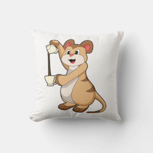 Meerkat with Coffee pot & Coffee.PNG Cushion
