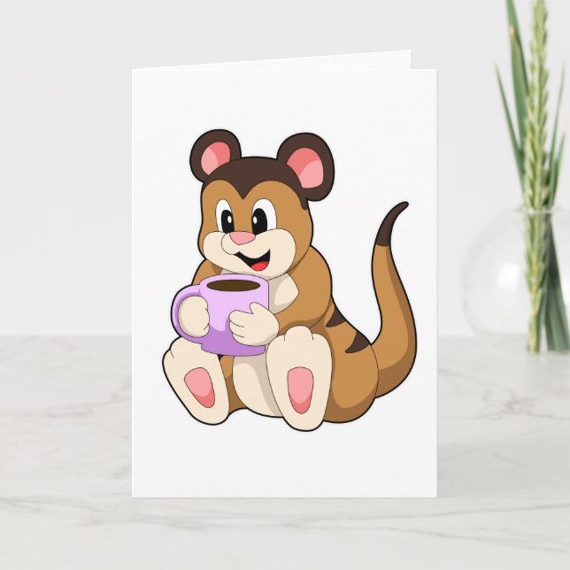 Meerkat with Cup of Coffee Card (Front)