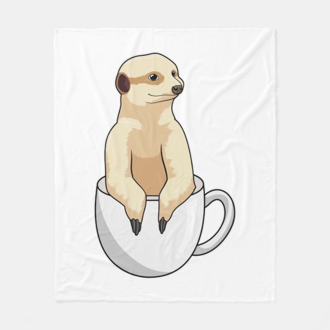 Meerkat with Cup of Coffee Fleece Blanket (Front)