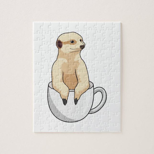 Meerkat with Cup of Coffee Jigsaw Puzzle (Vertical)