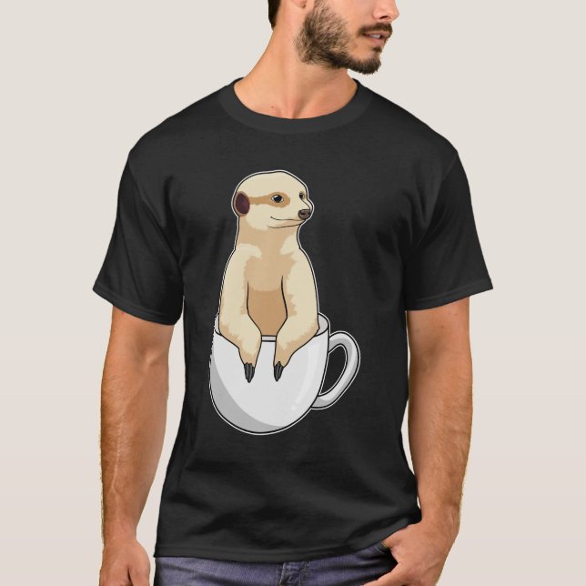 Meerkat with Cup of Coffee T-Shirt (Front)
