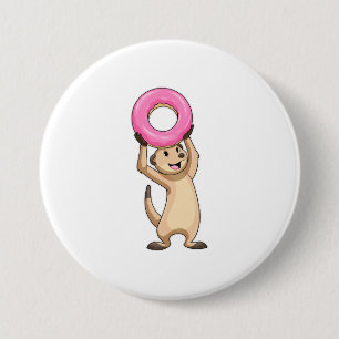 Meerkat with Donut 7.5 Cm Round Badge