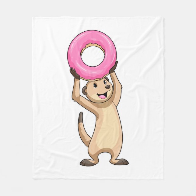 Meerkat with Donut Fleece Blanket (Front)