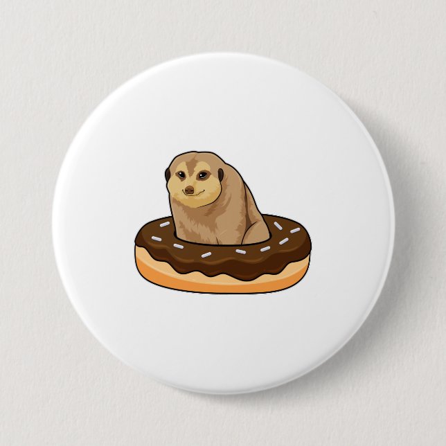 Meerkat with Doughnut 7.5 Cm Round Badge (Front)